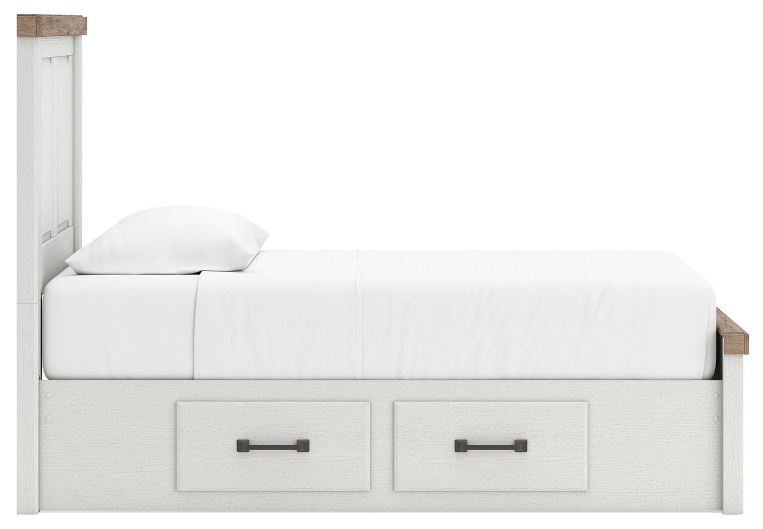 Savonport White/Brown Twin Panel Bed with Storage view 10