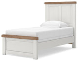 Savonport White/Brown Twin Panel Bed angled view