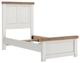 Savonport White/Brown Twin Panel Bed angled view