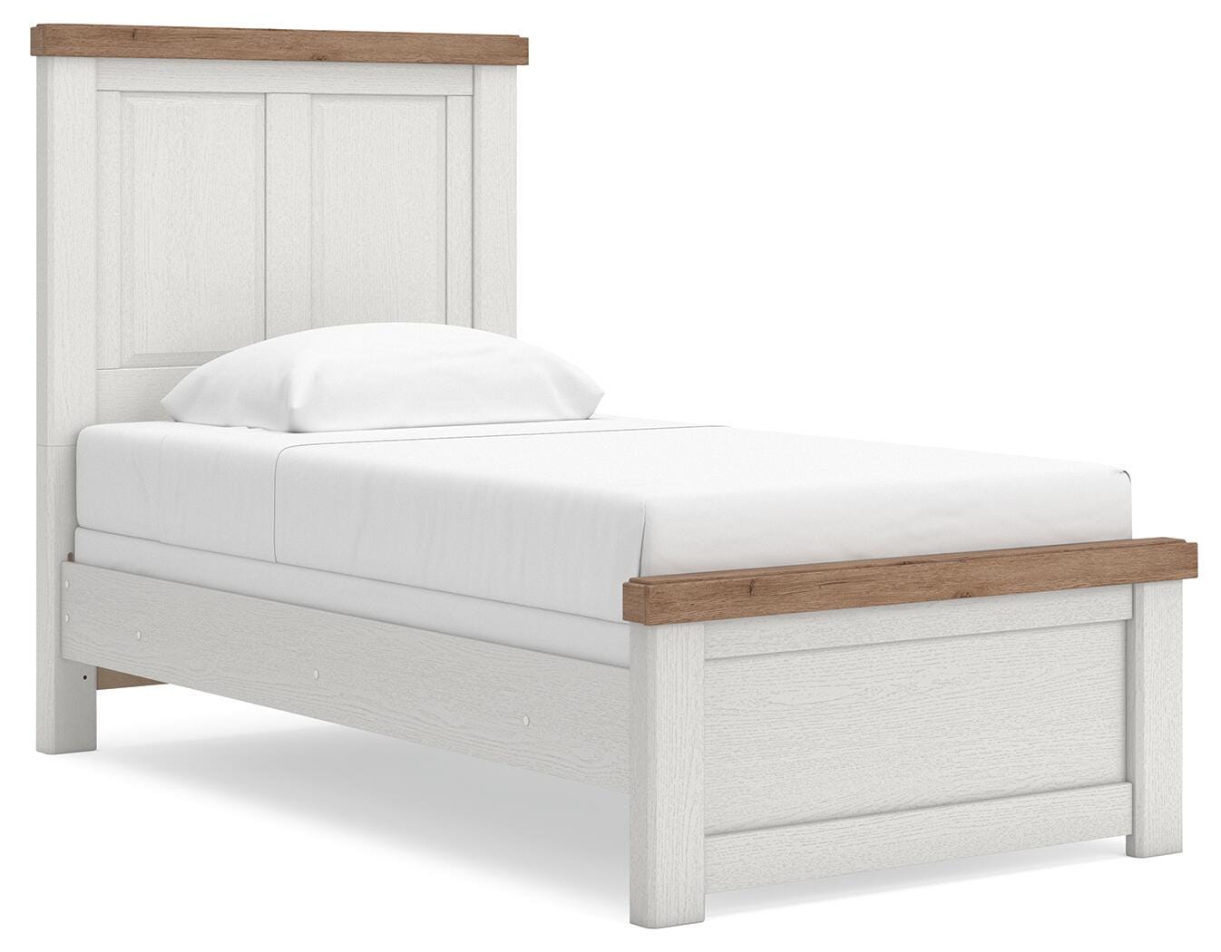 Savonport White/Brown Twin Panel Bed angled view