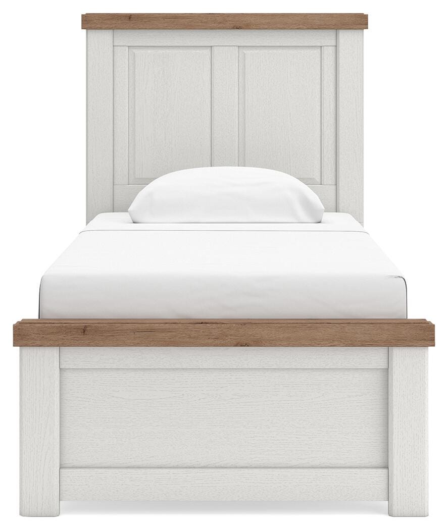 Savonport White/Brown Twin Panel Bed view 5