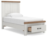 Savonport White/Brown Panel Storage Bedroom Set angled view