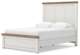 Savonport White/Brown Queen Panel Bed with Storage angled view