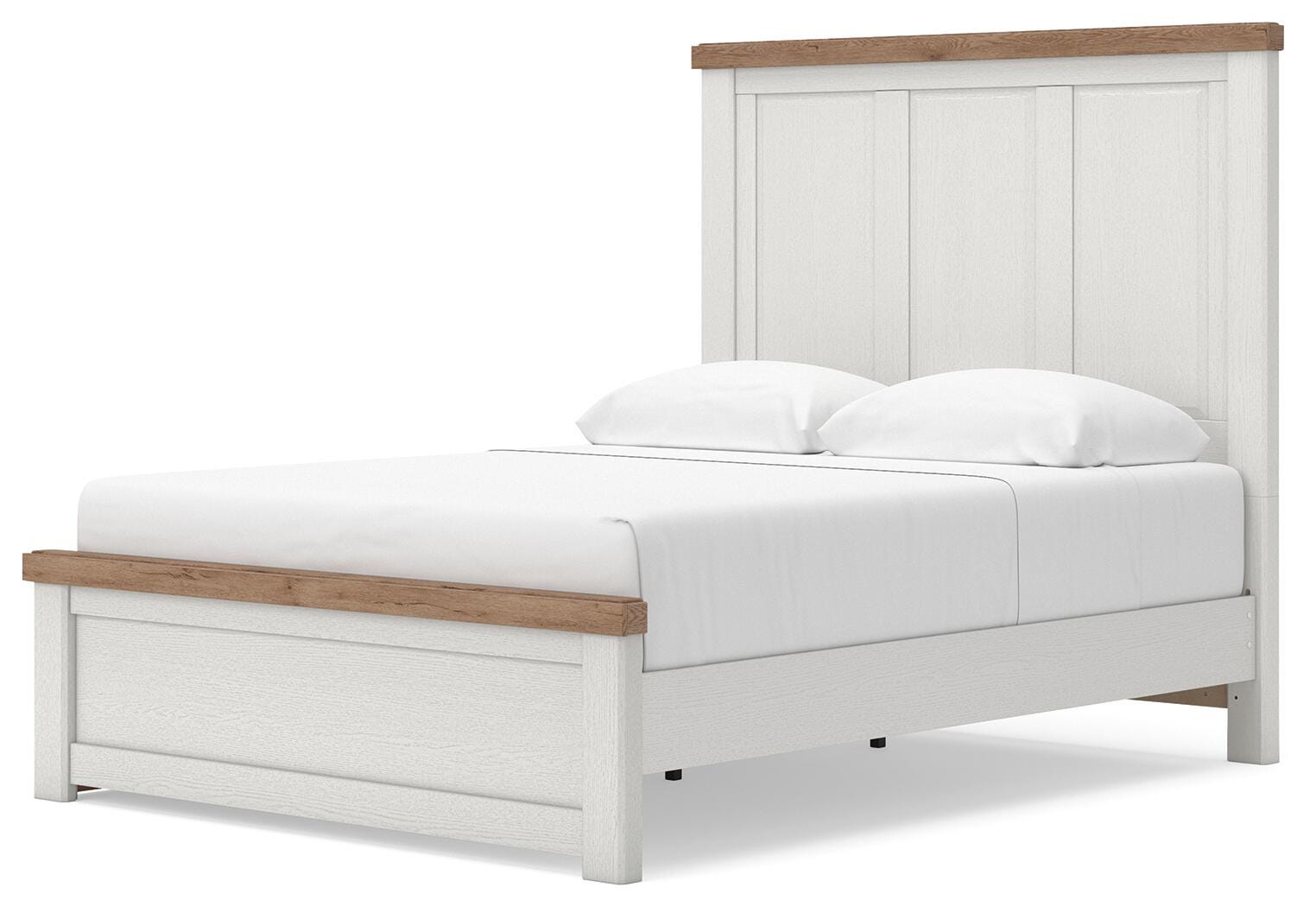 Savonport White/Brown Queen Panel Bed with Storage angled view