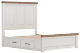 Savonport White/Brown Queen Panel Bed with Storage angled view