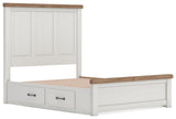 Savonport White/Brown Queen Panel Bed with Storage angled view
