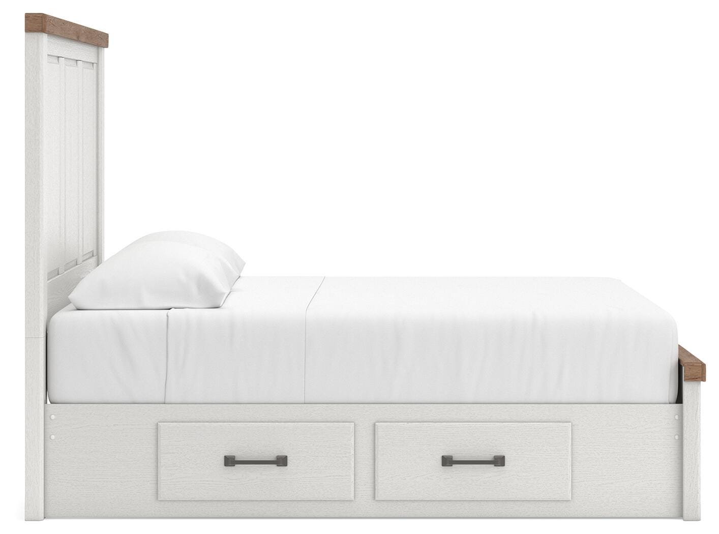 Savonport White/Brown Queen Panel Bed with Storage view 8
