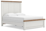 Savonport White/Brown Queen Panel Bed angled view