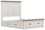 Savonport White/Brown Queen Panel Storage Bed angled view