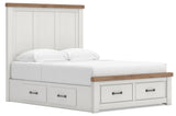 Savonport White/Brown Queen Panel Storage Bed angled view
