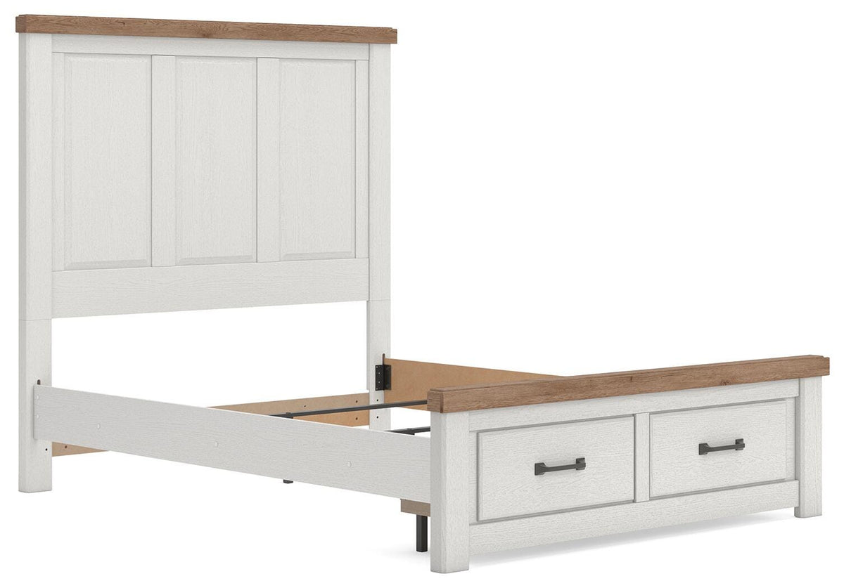 Savonport White/Brown Queen Panel Storage Bed angled view