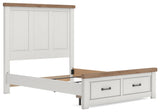 Savonport White/Brown Queen Panel Storage Bed angled view