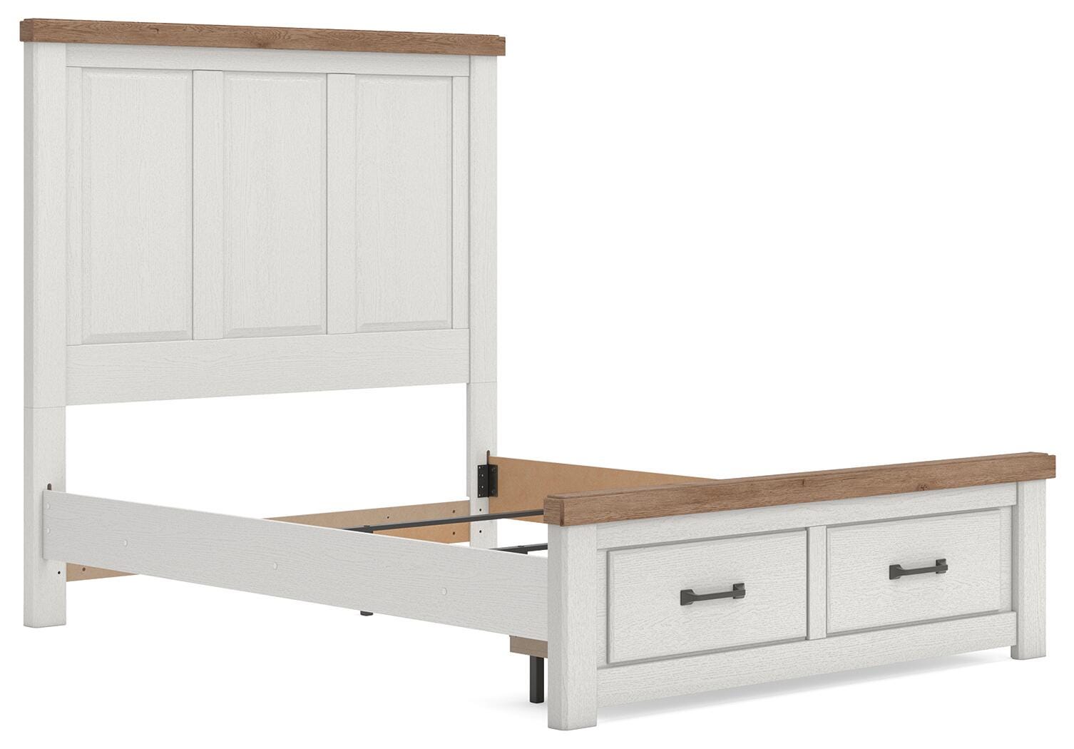 Savonport White/Brown Queen Panel Storage Bed angled view