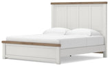 Savonport White/Brown King Panel Bed with Storage angled view