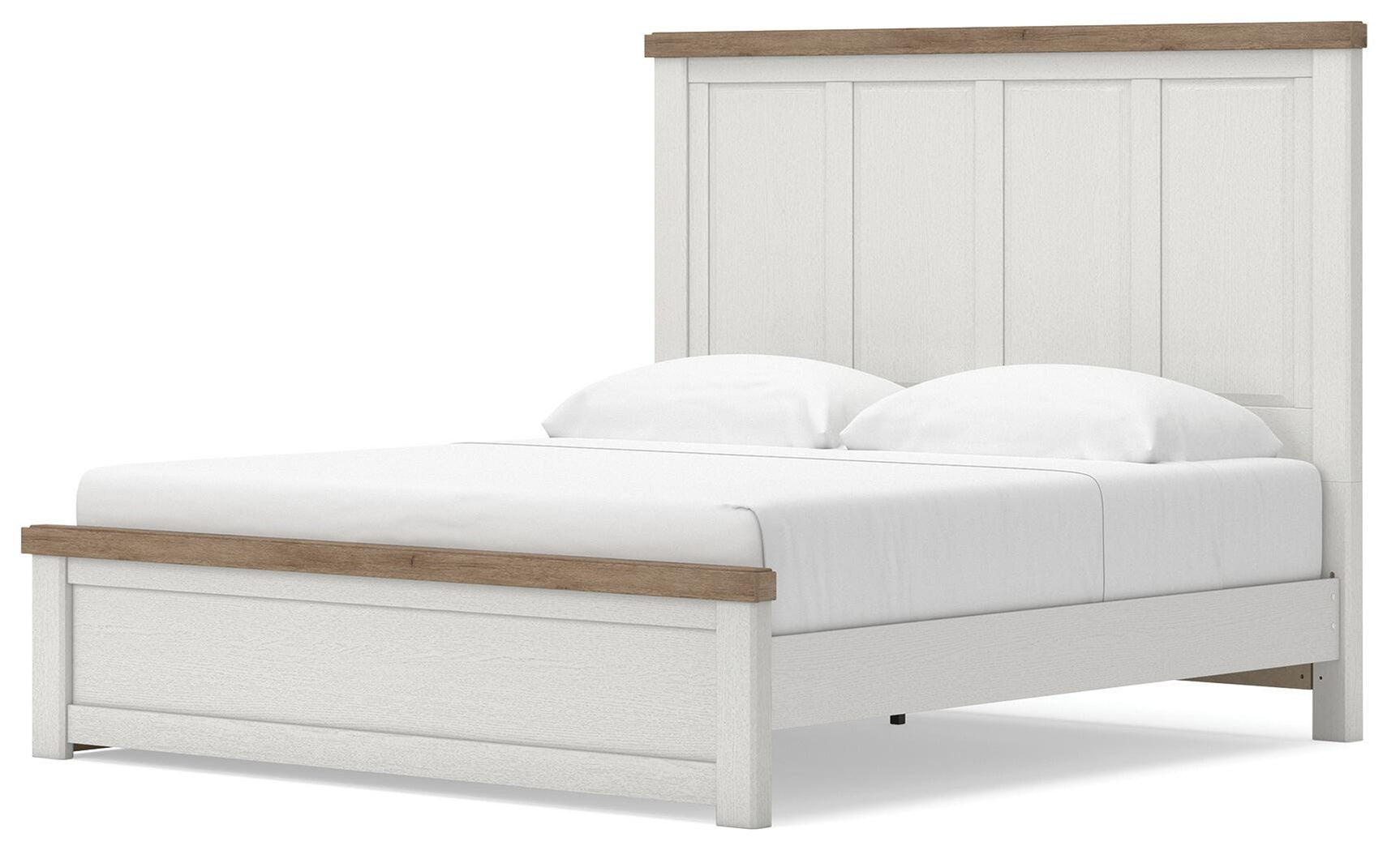 Savonport White/Brown King Panel Bed with Storage angled view