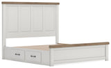 Savonport White/Brown King Panel Bed with Storage angled view