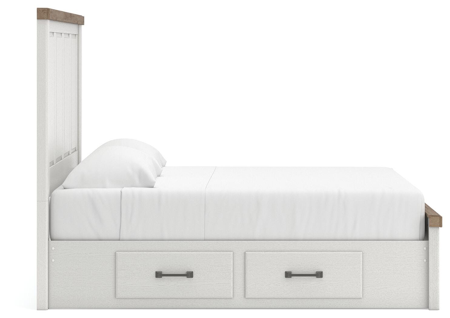 Savonport White/Brown King Panel Bed with Storage view 8