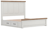 Savonport White/Brown King Panel Bed with Storage angled view