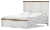 Savonport White/Brown King Panel Bed angled view