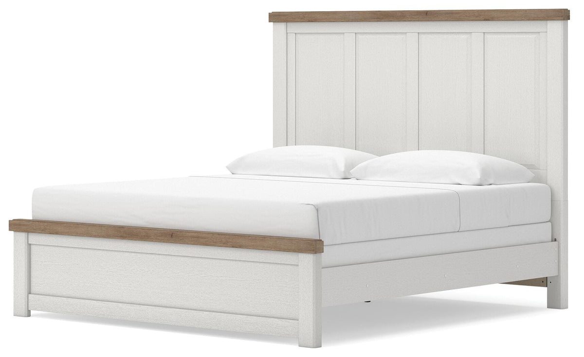 Savonport White/Brown King Panel Bed angled view
