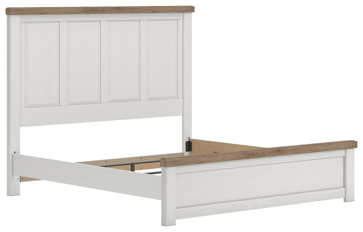 Savonport White/Brown King Panel Bed angled view