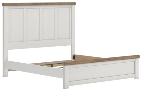 Savonport White/Brown King Panel Bed angled view