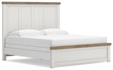 Savonport White/Brown King Panel Bed angled view
