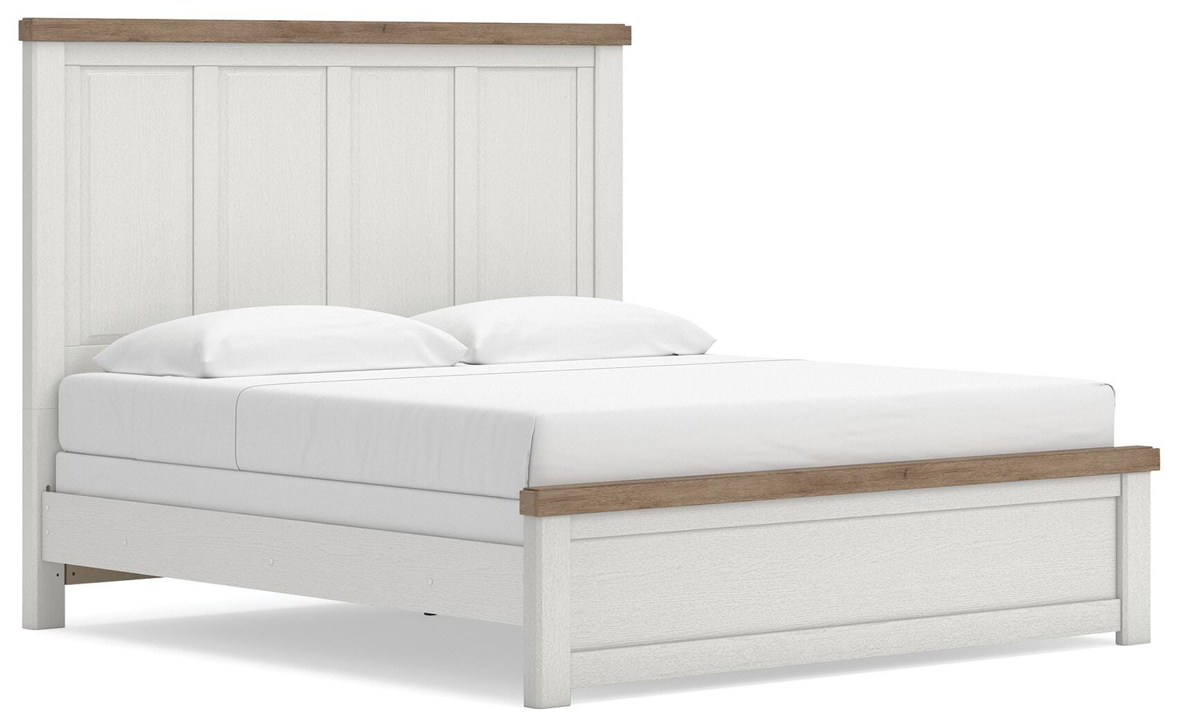 Savonport White/Brown King Panel Bed angled view
