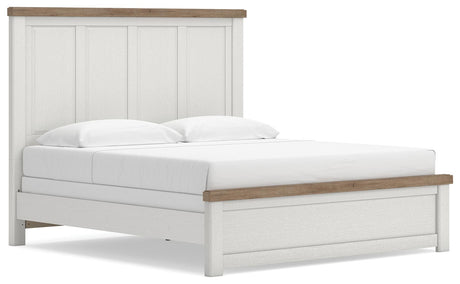 Savonport White/Brown King Panel Bed angled view