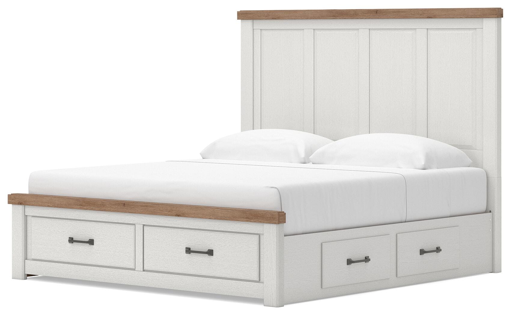 Savonport White/Brown King Panel Storage Bed angled view