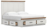 Savonport White/Brown King Panel Storage Bed angled view