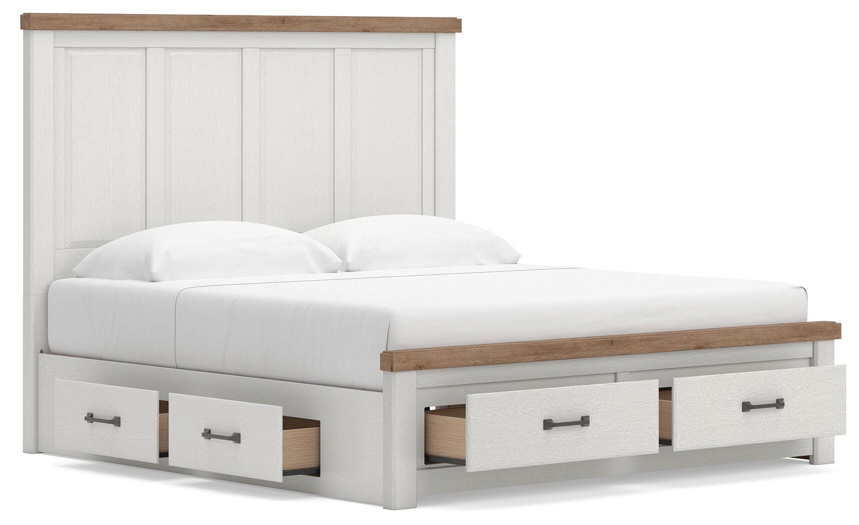 Savonport White/Brown King Panel Storage Bed angled view