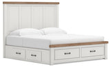 Savonport White/Brown King Panel Storage Bed angled view