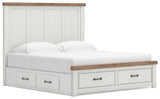 Savonport White/Brown King Panel Storage Bed angled view
