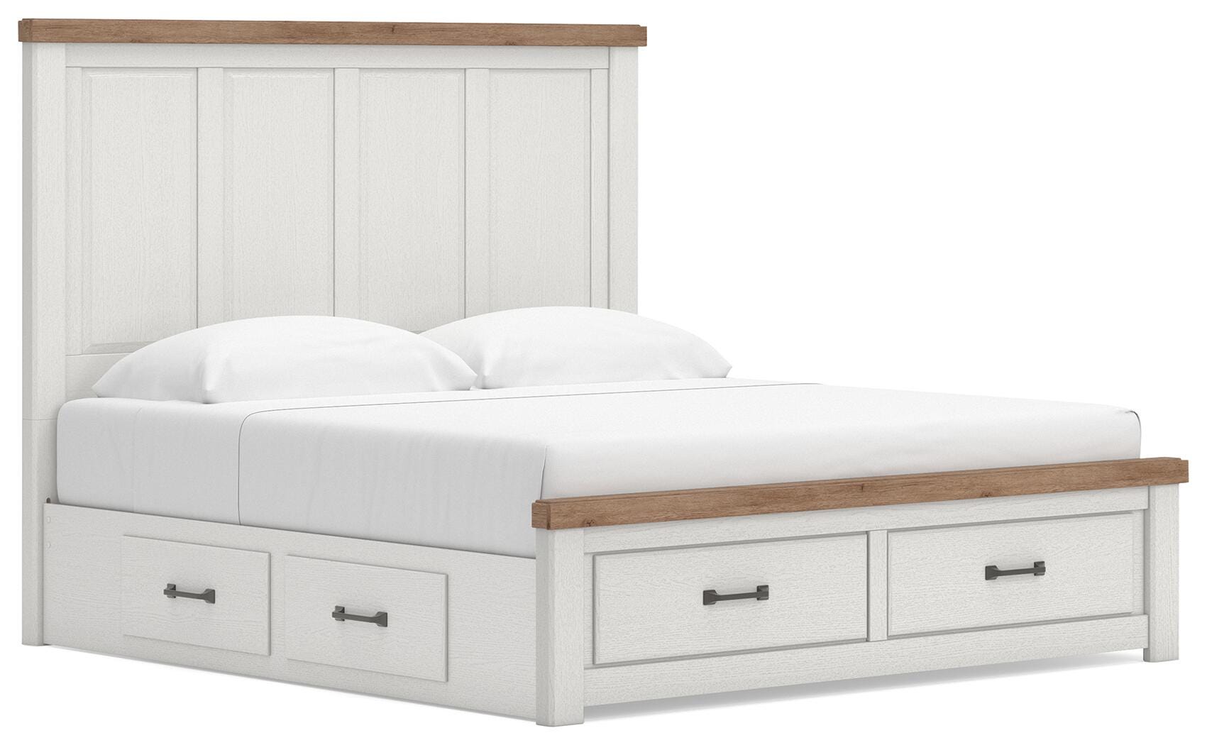 Savonport White/Brown King Panel Storage Bed angled view
