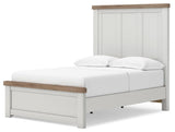 Savonport White/Brown Full Panel Bed with Storage angled view