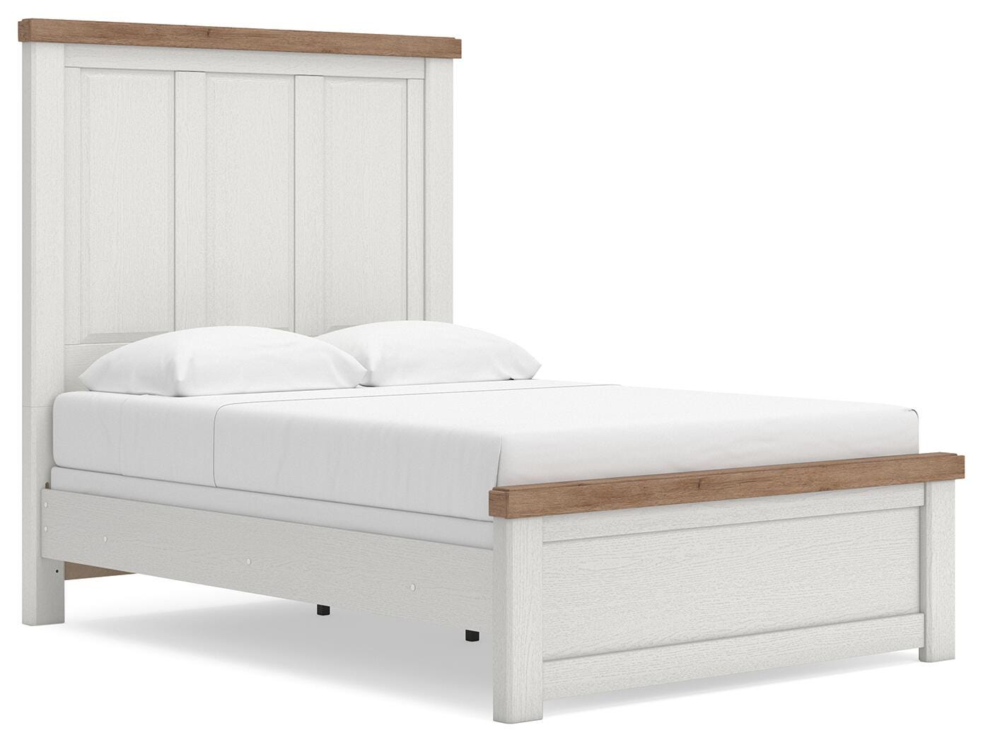 Savonport White/Brown Full Panel Bed angled view