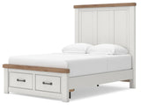 Savonport White/Brown Full Panel Storage Bed angled view