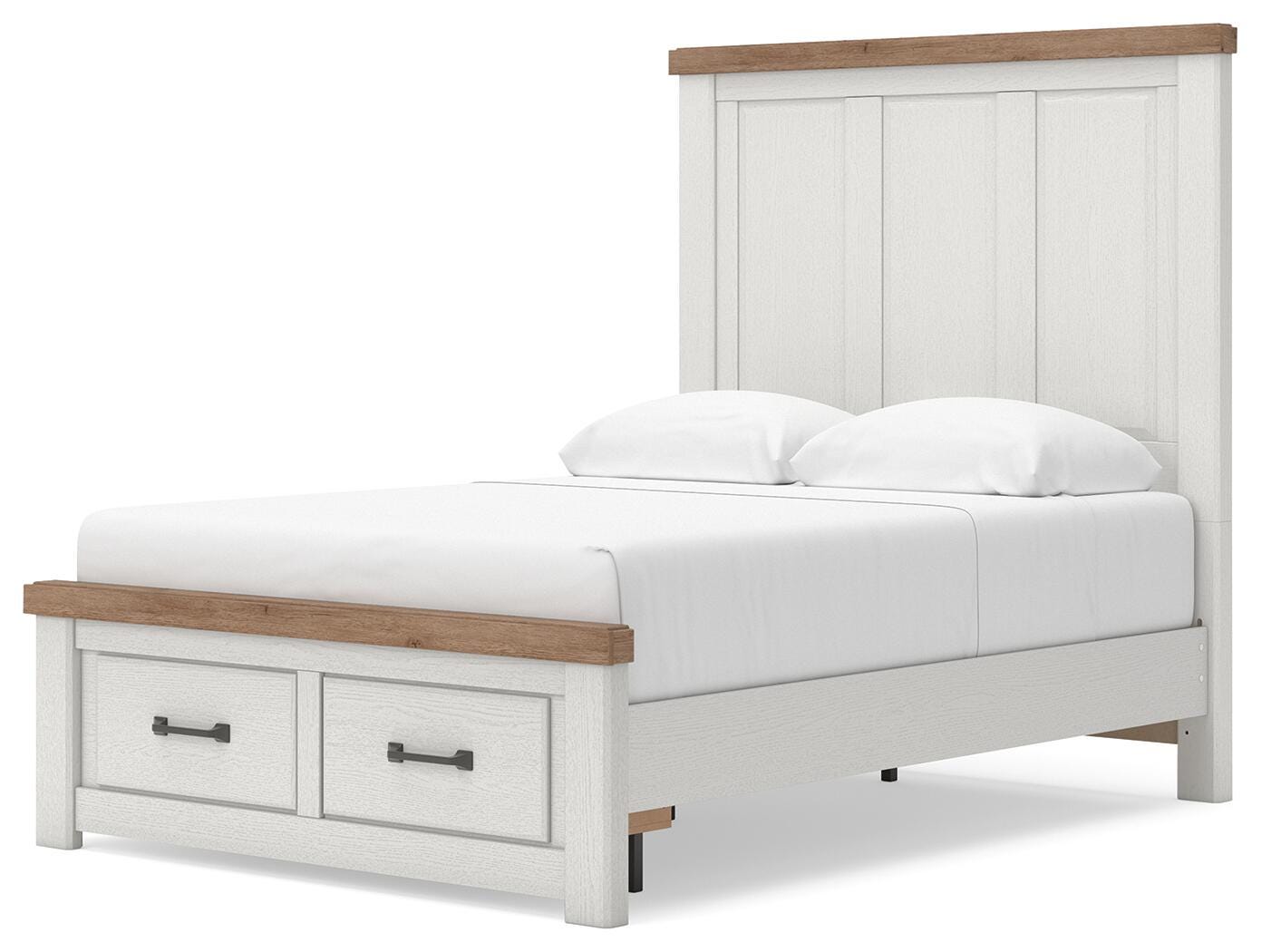 Savonport White/Brown Full Panel Storage Bed angled view