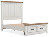 Savonport White/Brown Full Panel Storage Bed angled view