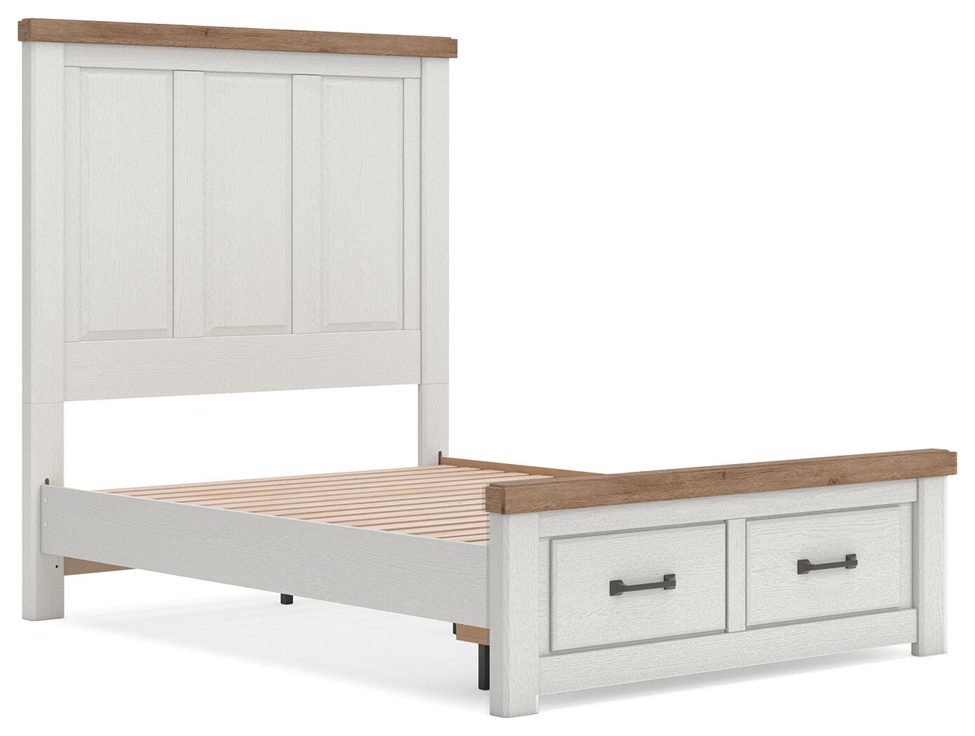 Savonport White/Brown Full Panel Storage Bed angled view