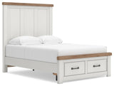 Savonport White/Brown Full Panel Storage Bed angled view