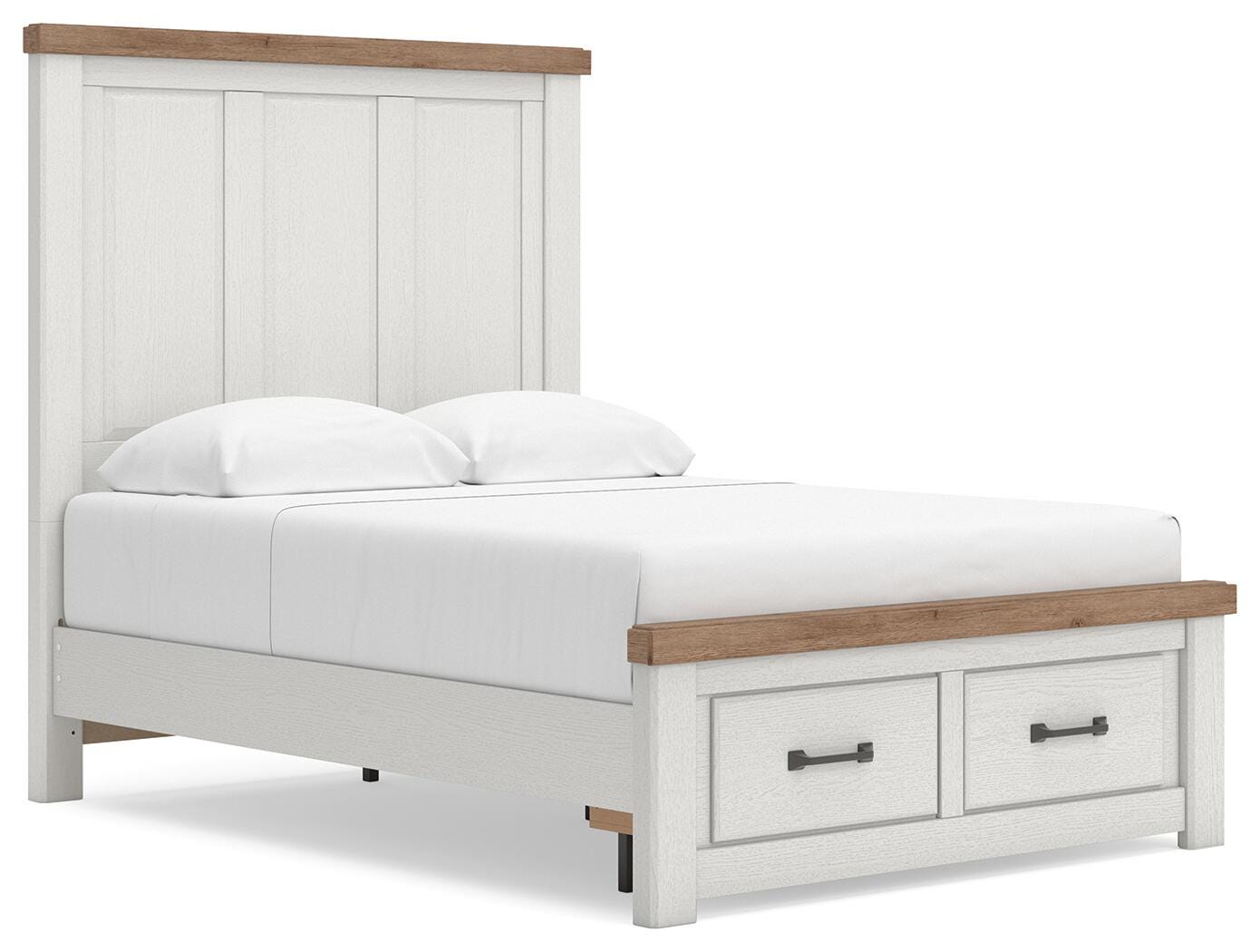 Savonport White/Brown Full Panel Storage Bed angled view