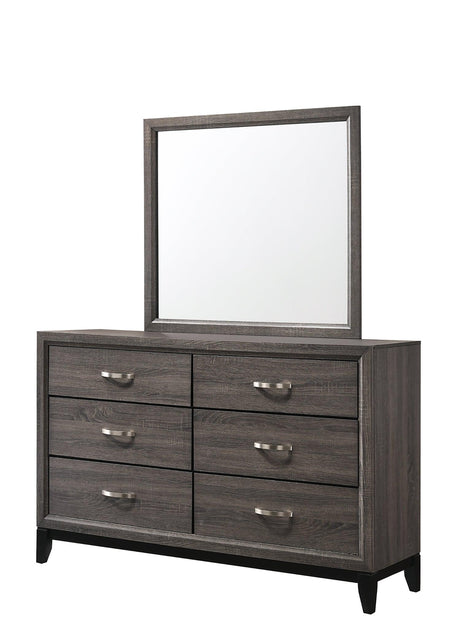 Side view of Akerson Gray Twin Bed showing drawer storage