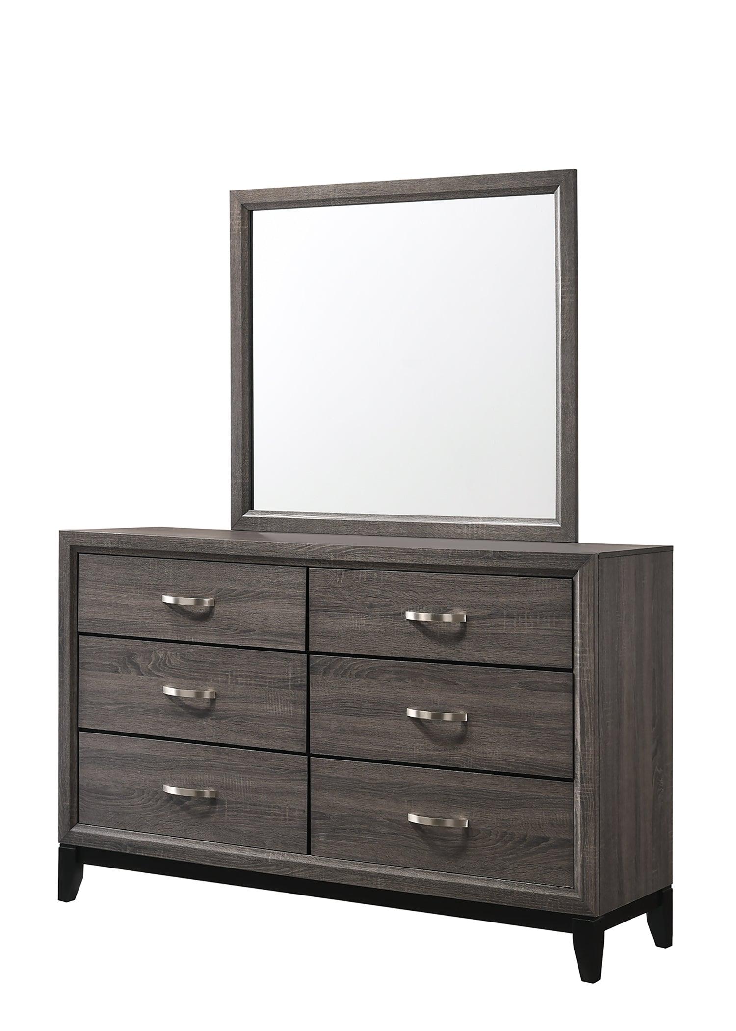 Akerson Gray Panel Bedroom Set side view dresser with mirror