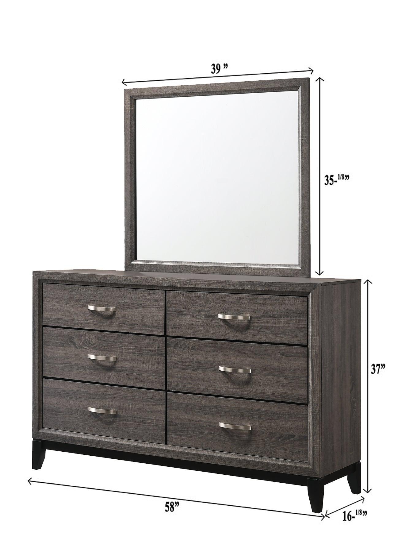 Akerson Gray Bed frame with gray wood finish and twin mattress