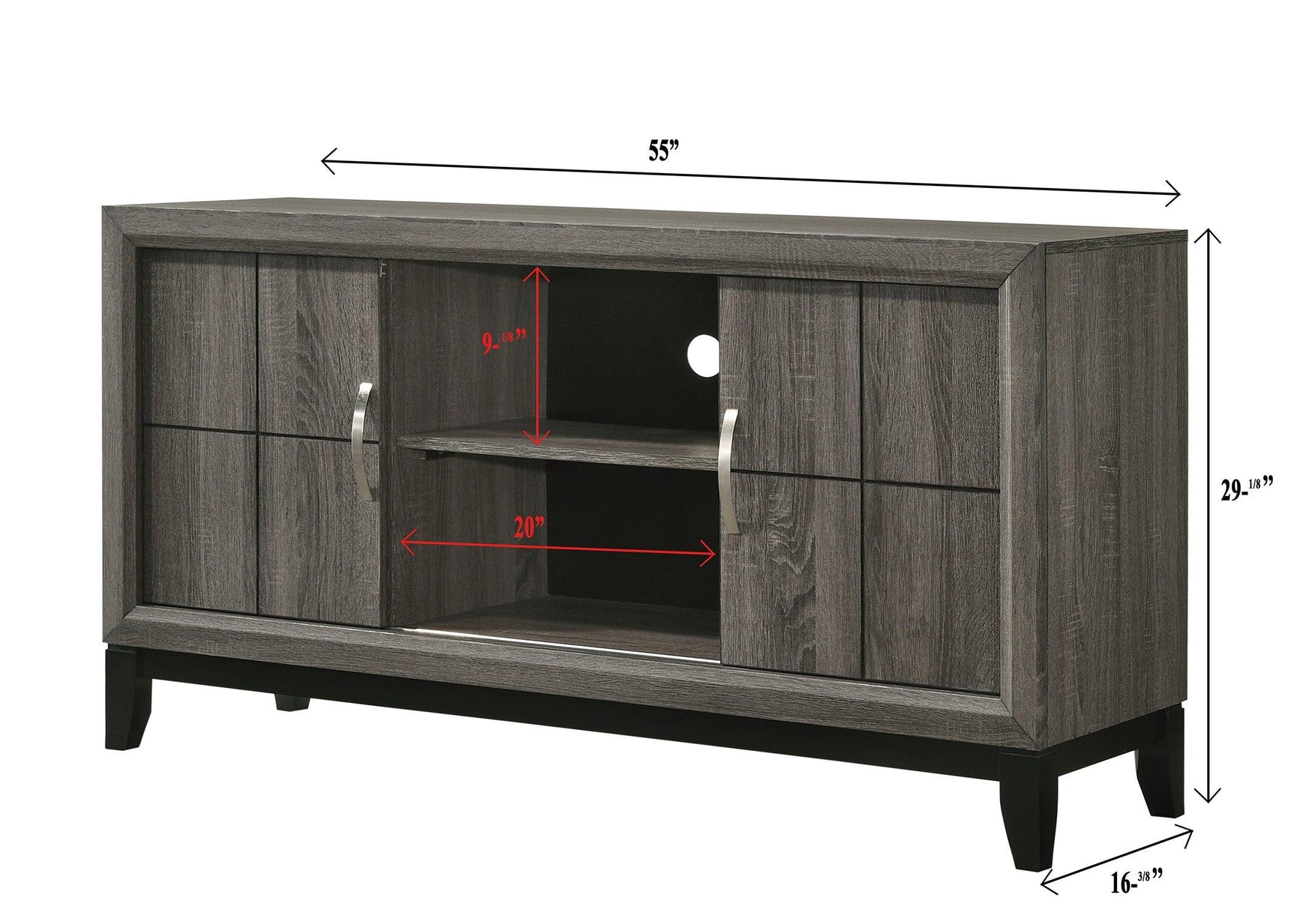 Overall profile of Akerson Night Stand Gray in living space