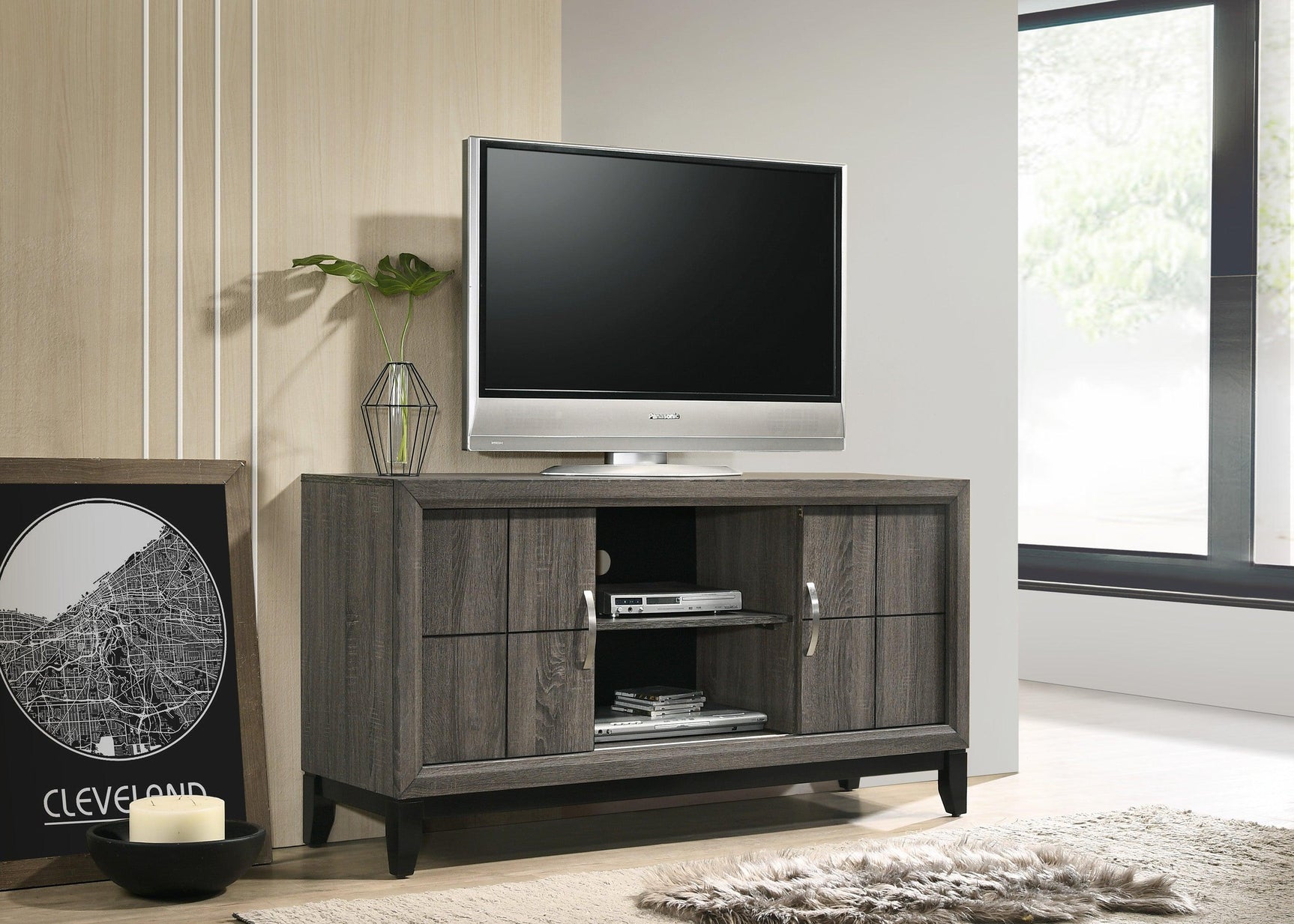 Akerson Gray Finish Wood Full Panel Bed angled view