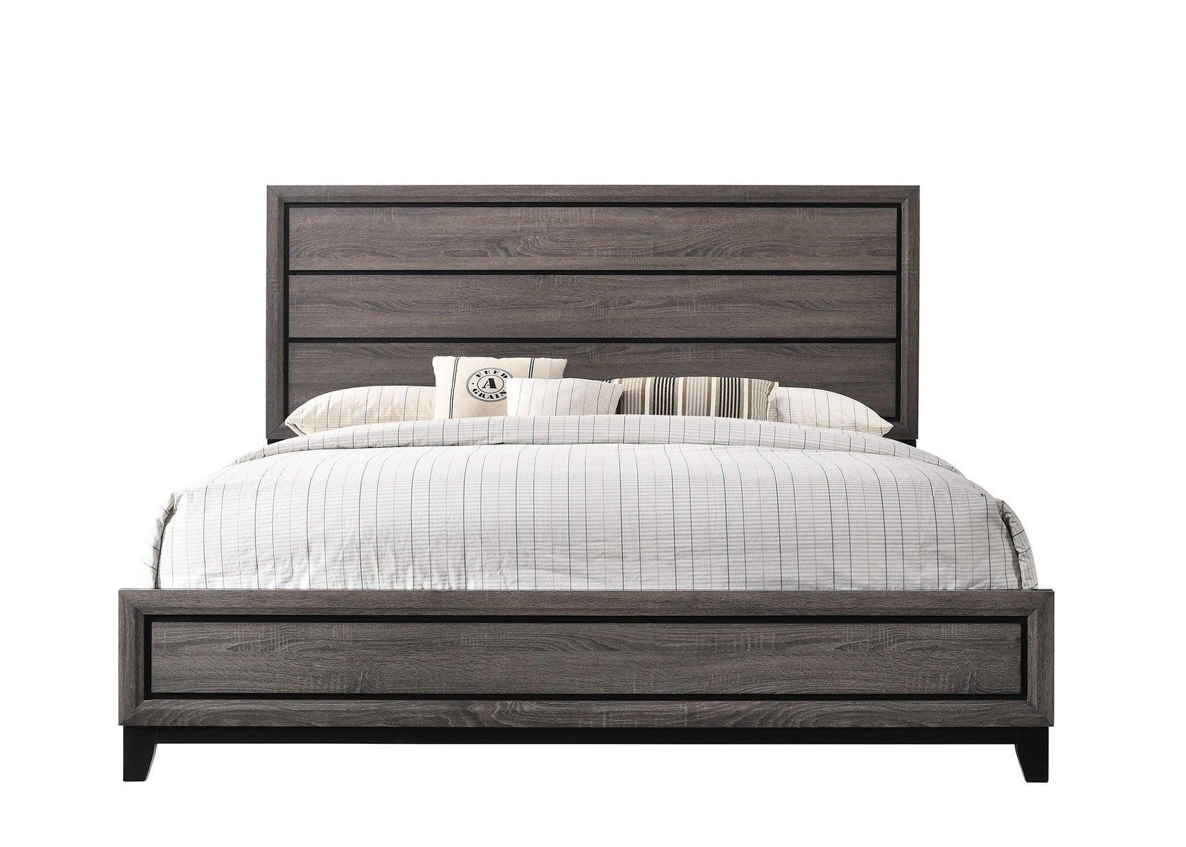 Akerson Gray Finish Wood Full Panel Bed angled view