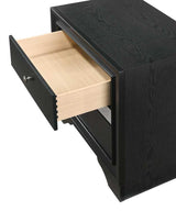 Regata Night Stand Black/Silver close-up of brushed nickel handles